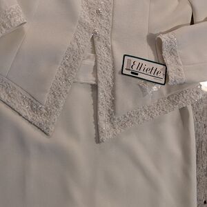 Miss Elliette Beaded Maxi Skirt  Suit Size 14 Winter White Unused Wedding Guest